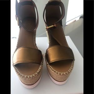 See by Chloe Glyn Leather Platform Espadrille sand
